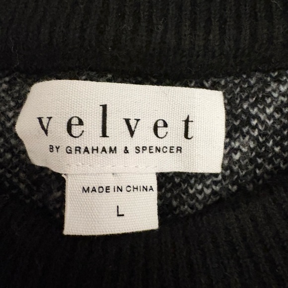 Velvet by Graham & Spencer Black and Gray Argyle Crewneck Sweater - Picture 2 of 4